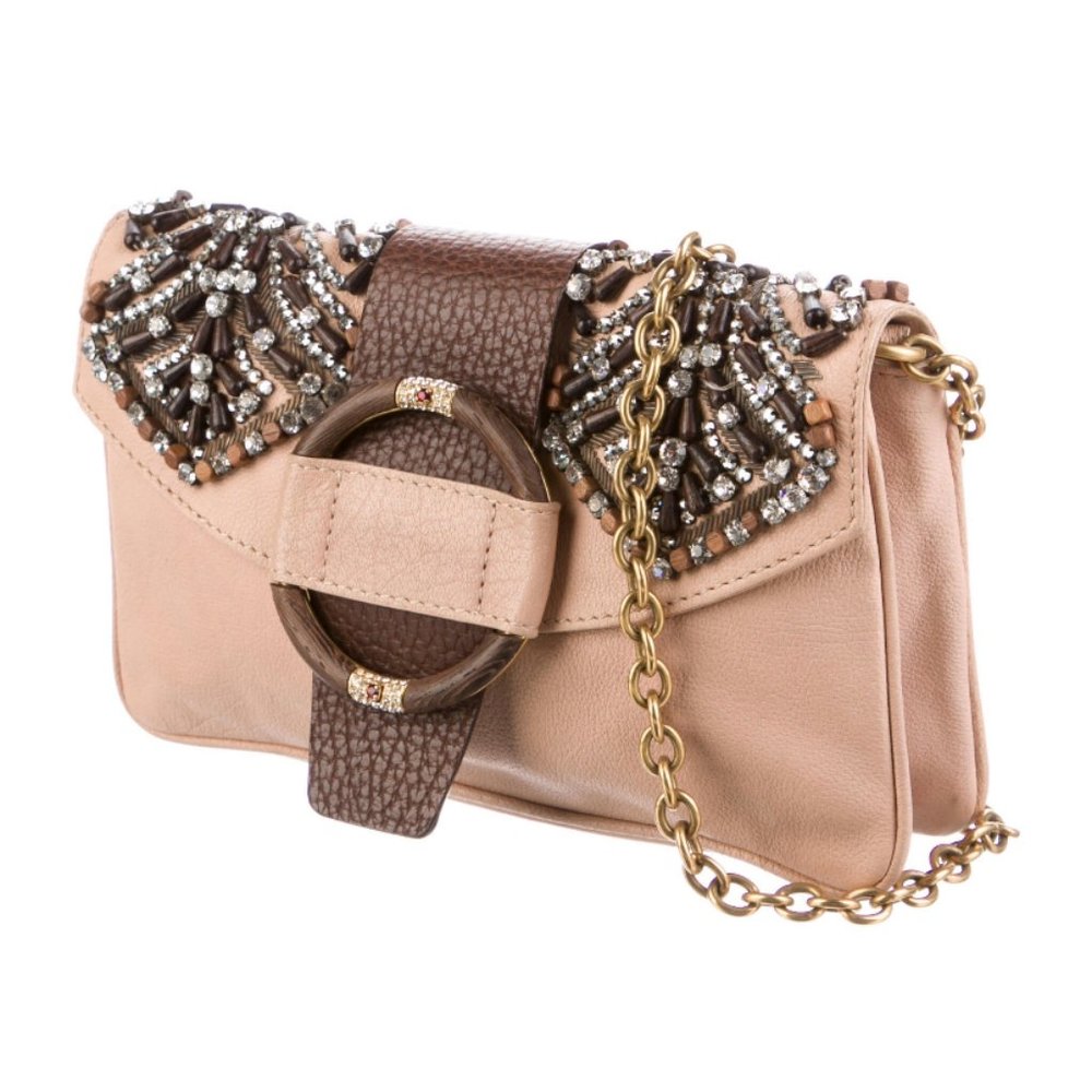 Authentic Valentino Leather Beaded Shoulder Bag